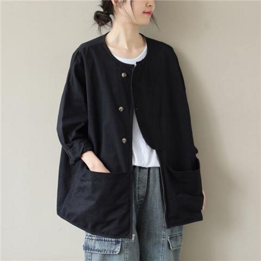 WPUY 여성 노카라자켓봄 가을 간절기 점퍼 기본 린코트 여자잠바 숏코트 중년여성 할머니옷 엄마옷 데일리룩