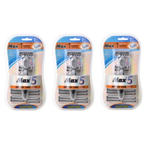 블루버킷 MAX 5단 일회용 면도기 본체 + 여분날 8p 세트