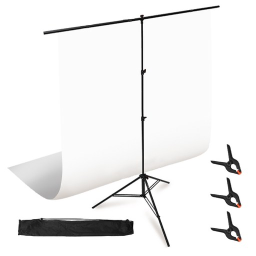 대한몰 크로마키 촬영용 링클프리 배경천 200 x 280 cm + T자 거치대 230cm 세트