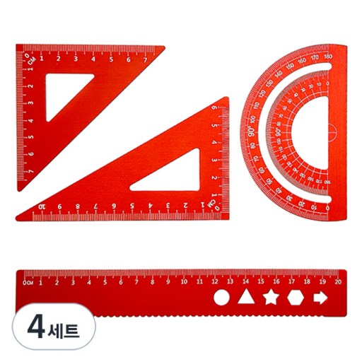 디엔오 스테인레스 삼각자 + 각도기 + 자 세트