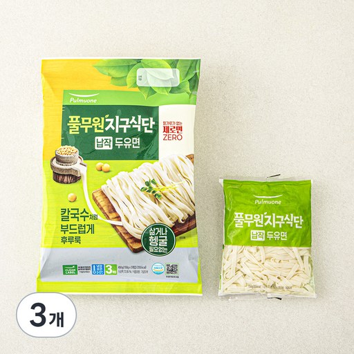 풀무원 식물성 지구식단 납작 두유면 3입