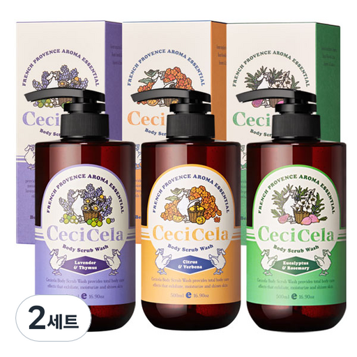 쎄씨쎌라 아로마 에센셜 바디스크럽 시트러스 앤 버베나 500ml + 유칼립투스 앤 로즈마리 500ml + 라벤더 앤 백리 향 500ml 세트