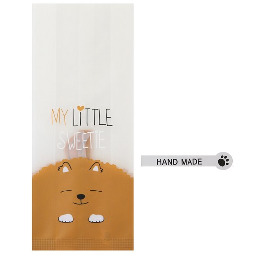 황씨네도시락 멍이M봉투 100p + 발바닥 핸드 메이드 화이트 스티커 100p