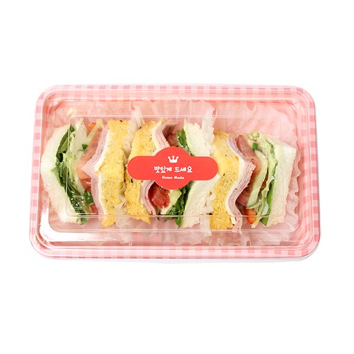 피크닉하우스 러브체크중핑크 도시락 + 맛있게스티커