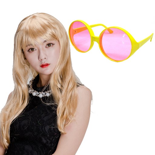 롱헤어가발 + 써클안경