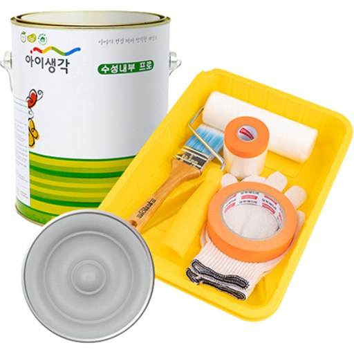 삼화페인트 아이생각 친환경 수성내부 프로 4L 페인트 도구세트