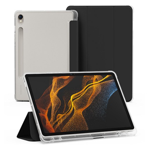 신지모루 클리어 펜슬 수납 태블릿PC 케이스, 블랙, 1개