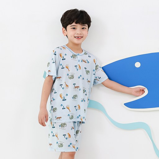 삐삐롱 아동용 냉감 인견스판 반팔 파자마 상하 세트