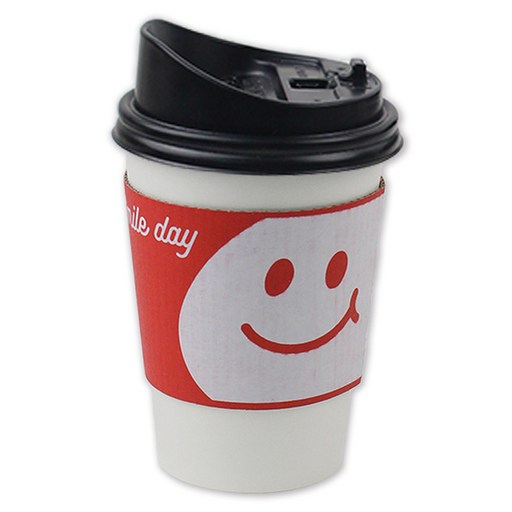 아이엔피 종이컵 화이트 무지 473ml + 롱개폐 뚜껑 + 홀더 스마일레드 세트