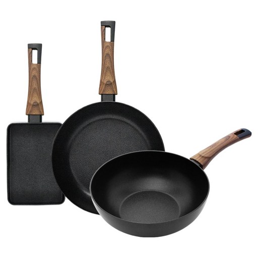 실바트 인덕션 까리노 IH 프라이팬 세트 3개, 블랙, 계란말이팬 18cm + 프라이팬 26cm + 궁중팬 26cm, 1세트