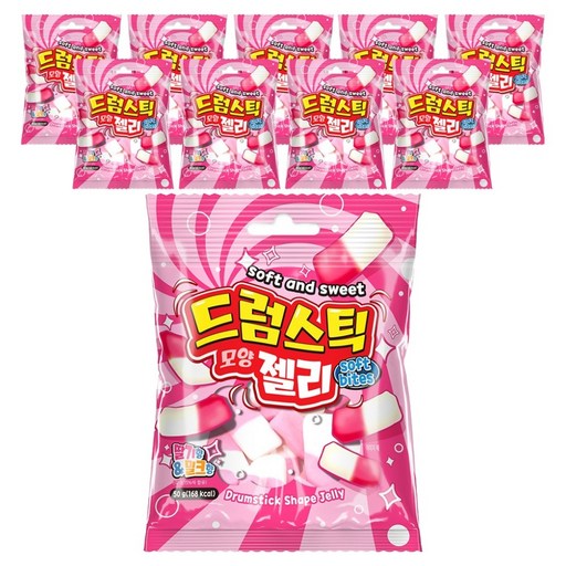 드럼스틱 모양 젤리 딸기 밀크향