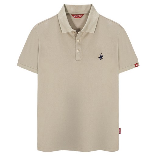 BEVERLY HILLS POLO CLUB 比佛利保羅 男女通用標準刺繡Logo PK短袖翻領T恤 CPX0T01, 淺褐色
