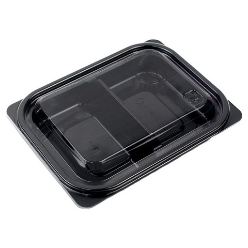 아이엔피 사각 샐러드 용기 2칸 블랙 17.5 x 13.5 x 3 cm 250ml SK-203-2