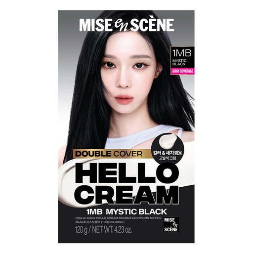 미쟝센 헬로크림 더블커버 새치 겸용 미스틱블랙 8주지속 염색제