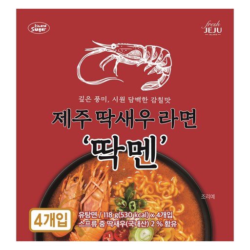 컬러슈가 딱멘 아일랜드슈가 제주딱새우라면 118g