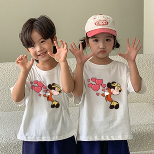 골든래빗 아동용 통기성 D미키 하트 반팔 티셔츠