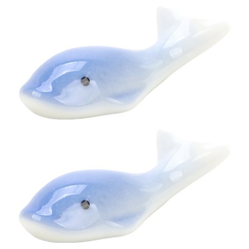 소울리치 예쁜 도자기 붓받침 파란색 고래 7.4 x 3.2 cm