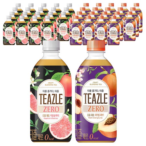 티즐 제로 자몽블랙티 500ml 20p + 피치얼그레이 500ml 20p