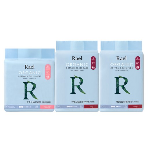 라엘 남녀공용 요실금 라이너 롱 36p 2팩 + 일반 48p 1팩 세트