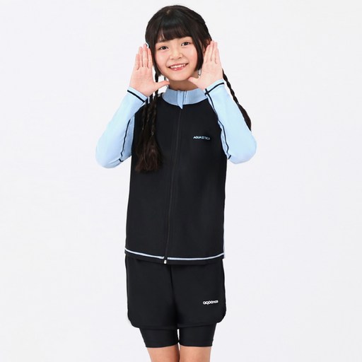 아쿠아티카 아동용 래쉬가드 집업 상의 AQAJJ451 + 반바지 3부 워터레깅스 AQA420 세트