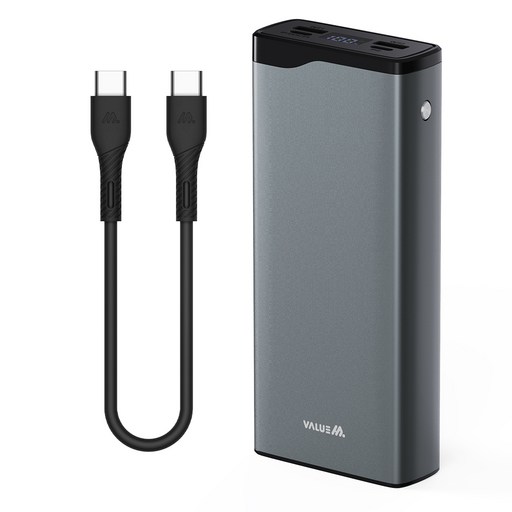 밸류엠 22.5W 고속 충전 PD 메탈 대용량 보조배터리 30000mAh +25W CtoC케이블