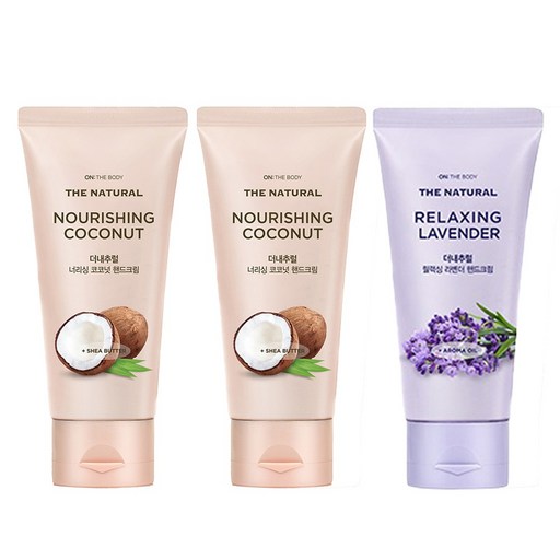 온더바디 더내추럴 핸드크림 너리싱 코코넛향 75ml 2p + 라벤더 75ml