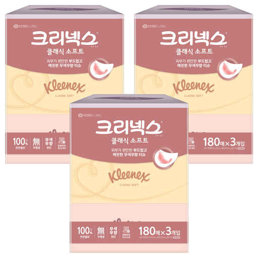 크리넥스 클래식 소프트 천연펄프 미용티슈 2겹
