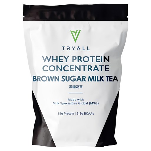TRYALL 濃縮乳清蛋白 黑糖奶茶, 1包, 500g