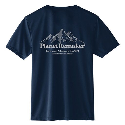 planet re maker 男女通用 Mountain Light 涼感露營短袖T恤 PLC352HR, 海軍藍