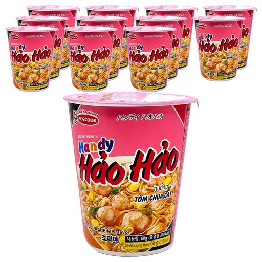 하오하오 에이스쿡 핑크 컵라면 새우맛 68g