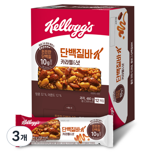 켈로그 단백질바K 카라멜&넛 12p
