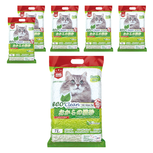 ECO Clean 豆腐貓砂, 6袋, 7L, 綠茶