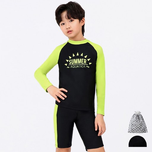 아쿠아티카 아동용 래쉬가드 + 스판수모 + 비닐백 세트 AQA313