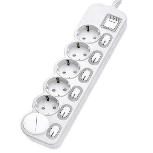 에코파워탭 LED 개별 과부하차단 멀티탭 전선형 6구 EPM-L306 + 안전커버 랜덤발송