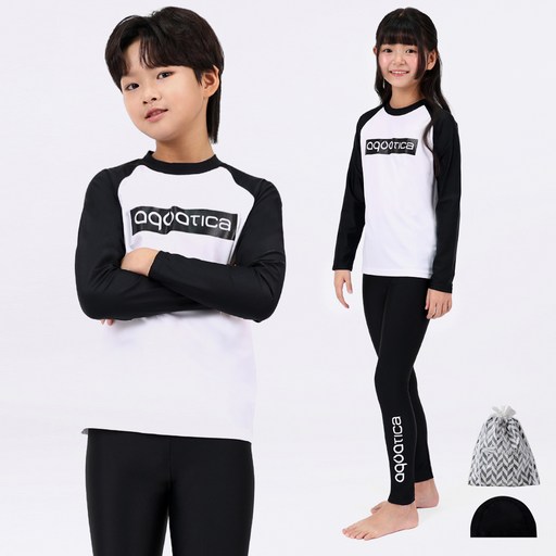 아쿠아티카 남아용 래쉬가드상하의 + 스판수모 + 비닐백 3종세트 AQA341