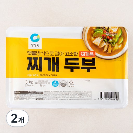 청정원 맷돌방식으로 갈아 고소한 찌개용 두부