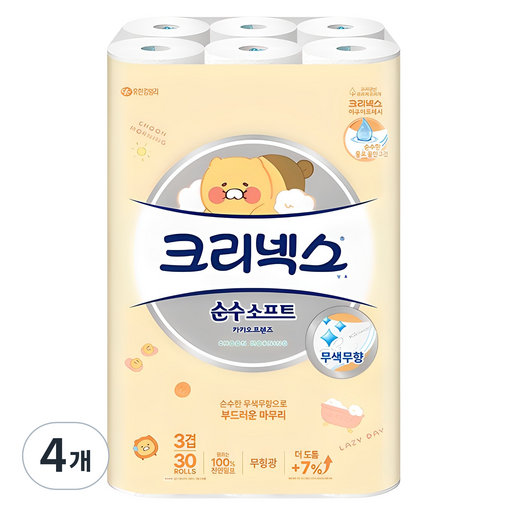 크리넥스 순수소프트 카카오프렌즈 천연펄프 3겹 롤화장지
