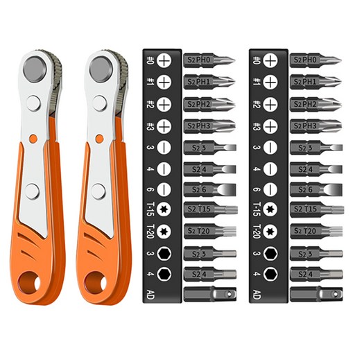 Dr.Tools 가정용 양방향 다기능 직각 컴팩트 라쳇 드라이버 + 자기흡착 비트 12종 세트
