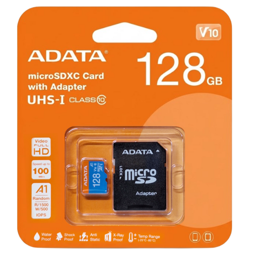 ADATA 威剛 記憶卡 附轉卡 小卡 Micro SDXC UHS-I A1, 128GB, 1個