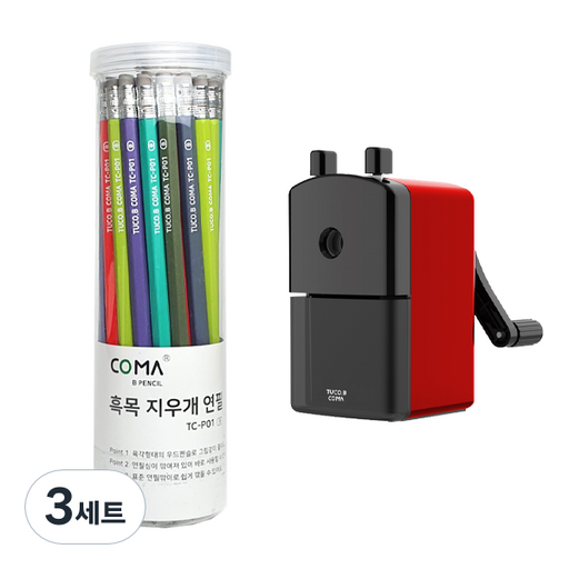 투코비 코마 흑목 지우개 연필 TC-P01 36p + 연필깎이 TC-M1
