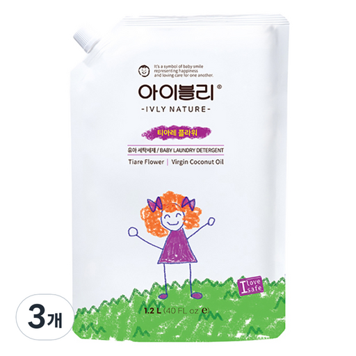아이블리네이쳐 코코넛 오일 성분 유아세제 티아레 플라워향 1.2L
