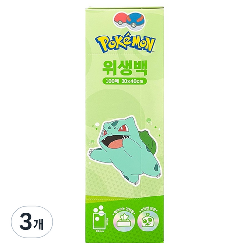 롯데이라이프 포켓몬 이상해씨 위생팩 30cm x 40 cm