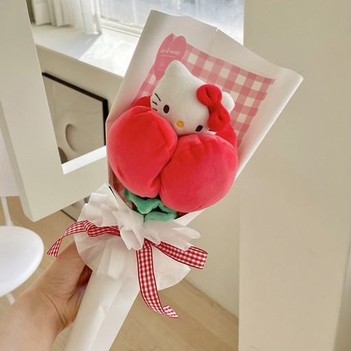 데이앤모어 산리오 대형 튤립 한송이 인형 꽃다발 30cm
