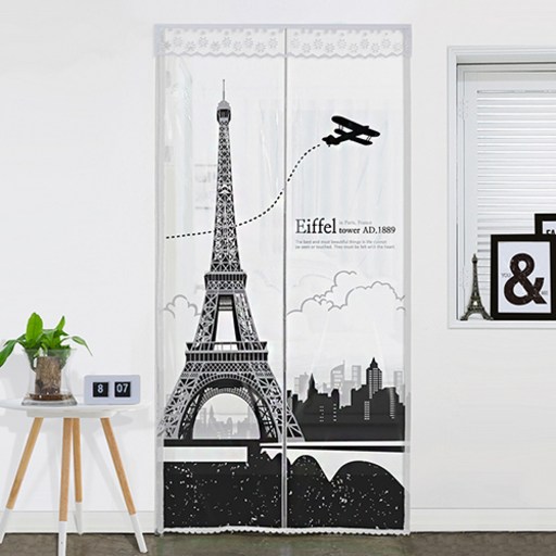 다샵 현관형 방문형 EVA 방풍 바람막이 커튼 에펠탑 반투명 100 x 210 cm + 찍찍이테이프 6p + 오픈고정자석 랜덤발송 4p