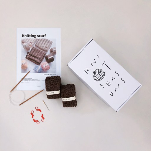 초보자용 손뜨개 대바늘 목도리 뜨개질 DIY 키트