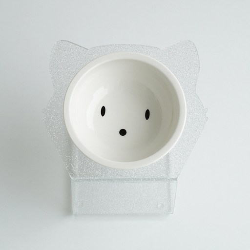 매기앤보 반려동물 키티 스탠드 경사 식기 Medium 11cm + 도기 세트