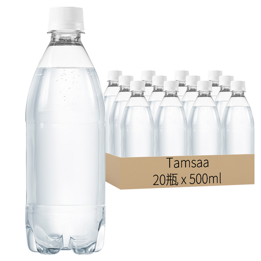 Tamsaa 無標籤氣泡水 原味, 500ml, 20瓶