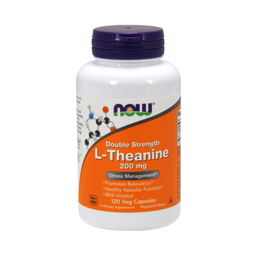 NOW Foods L-茶胺酸素食膠囊 200mg, 120顆, 1罐