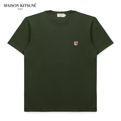 [메종키츠네 MAISONKITSUNE] GM00115KJ0010 KH 폭스 헤드 패치 클래식 남성 코튼 반팔티 카키