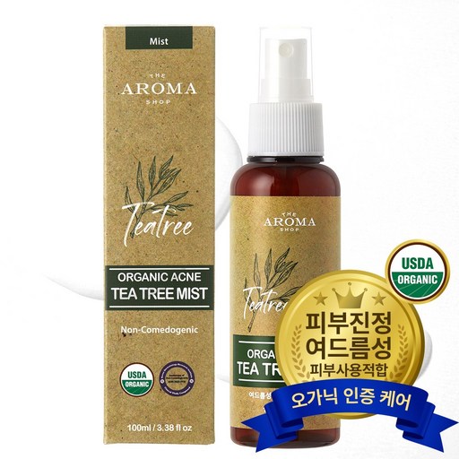 더아로마샵 오가닉 아크네 티트리 미스트 여드름성 문제성 민감성 피부 진정 케어